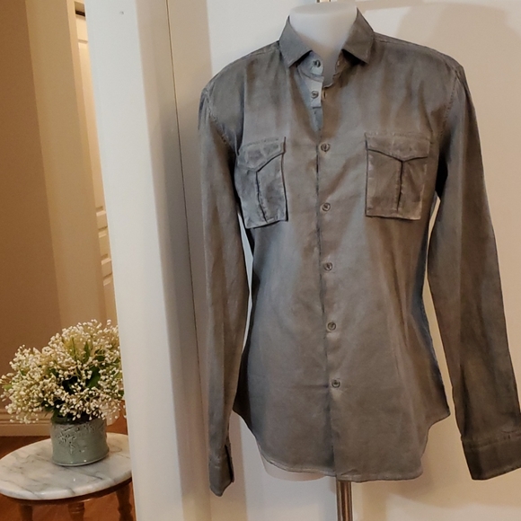 NWT le chateau Grey Large Dress Shirt Large Slim - Picture 8 of 11